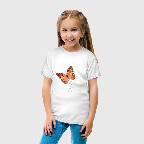Детская футболка хлопок Реалистичная бабочка 2, цвет белый - фото 5