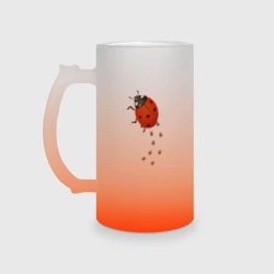 Кружка пивная матовое стекло Реалистичная божья коровка