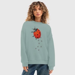 Женский свитшот oversize без начеса хлопок Реалистичная божья коровка - фото 2