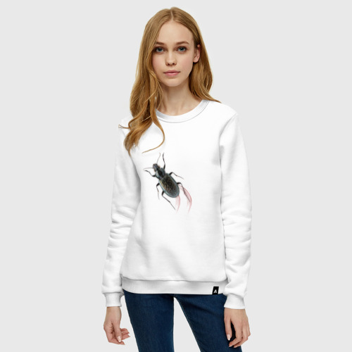 Женский свитшот хлопок Реалистичный жук, цвет белый - фото 3