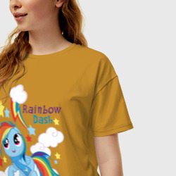 Женская футболка хлопок Oversize Rainbow Dash - фото 2