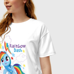 Женская футболка хлопок Oversize Rainbow Dash - фото 2