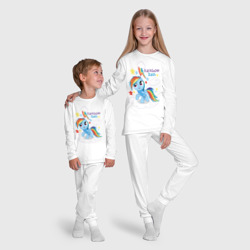 Пижама с принтом Rainbow Dash для ребенка, вид на модели спереди №5. Цвет основы: белый