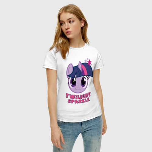 Женская футболка хлопок Twilight Sparkle, цвет белый - фото 3