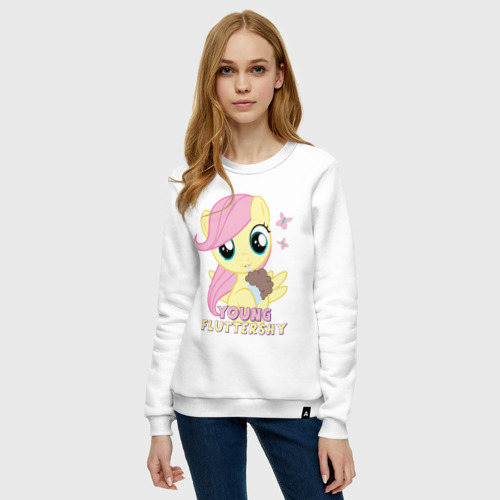 Женский свитшот хлопок Young Fluttershy, цвет белый - фото 3