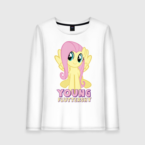 Женский лонгслив хлопок Young Fluttershy pink, цвет белый