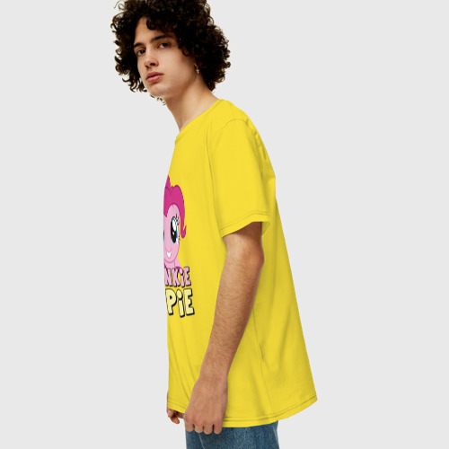 Мужская футболка хлопок Oversize с принтом Красавица Пинки Пай, вид сбоку #3