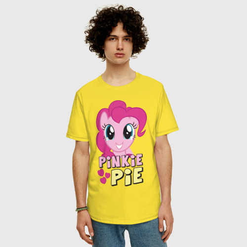 Мужская футболка хлопок Oversize с принтом Красавица Пинки Пай, фото на моделе #1