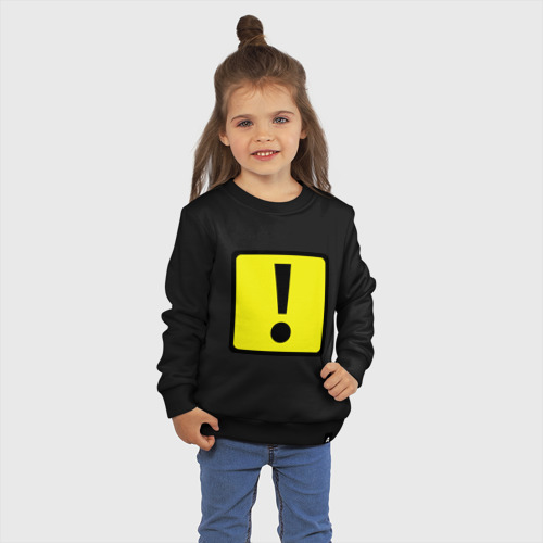 Детский свитшот хлопок Дорожный восклицательный знак, цвет черный - фото 3