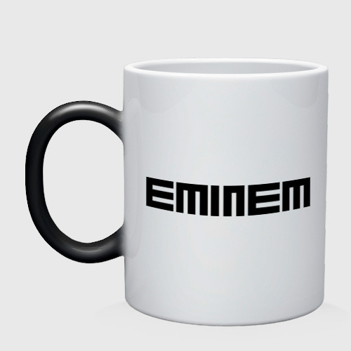 Кружка хамелеон Eminem black logo, цвет белый + черный