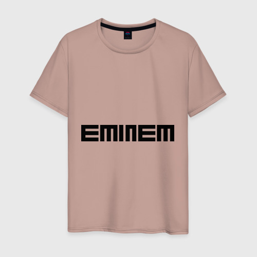 Мужская футболка хлопок Eminem black logo, цвет пыльно-розовый