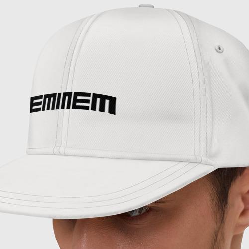 Кепка снепбек с прямым козырьком Eminem black logo, цвет белый