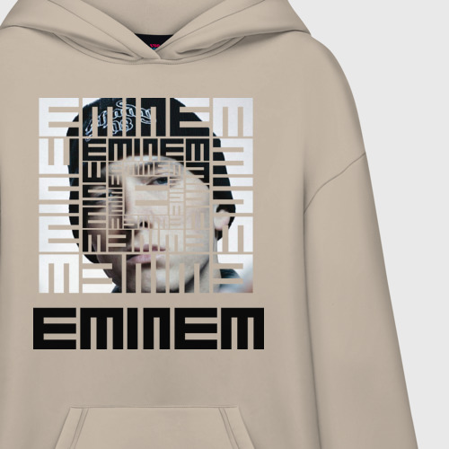 Худи SuperOversize хлопок Eminem grey, цвет миндальный - фото 3