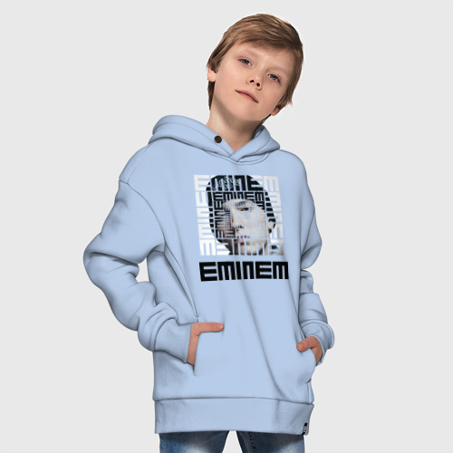 Детское худи Oversize хлопок Eminem grey, цвет мягкое небо - фото 9