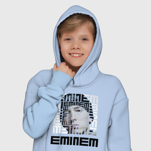 Детское худи Oversize хлопок Eminem grey, цвет мягкое небо - фото 12