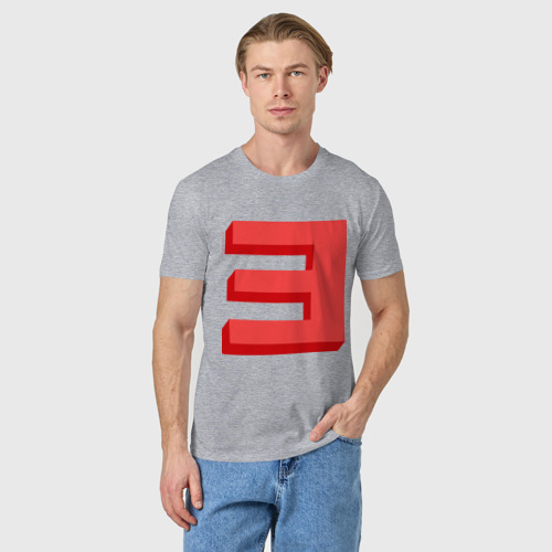 Мужская футболка хлопок Eminem-big E, цвет меланж - фото 3