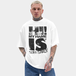 Мужская футболка Oversize хлопок texturе Hi. My name is Slim Shady - фото 2