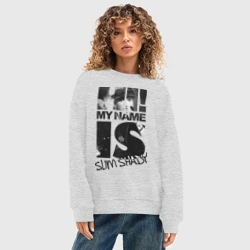 Женский свитшот oversize без начеса хлопок Hi. My name is Slim Shady - фото 2