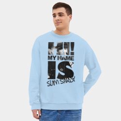 Мужской свитшот oversize без начеса хлопок Hi. My name is Slim Shady - фото 2
