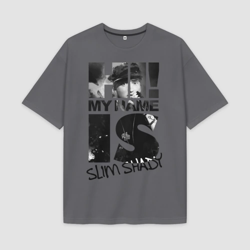 Мужская футболка Oversize хлопок premium Hi. My name is Slim Shady