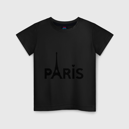 Детская футболка хлопок Paris logo, цвет черный