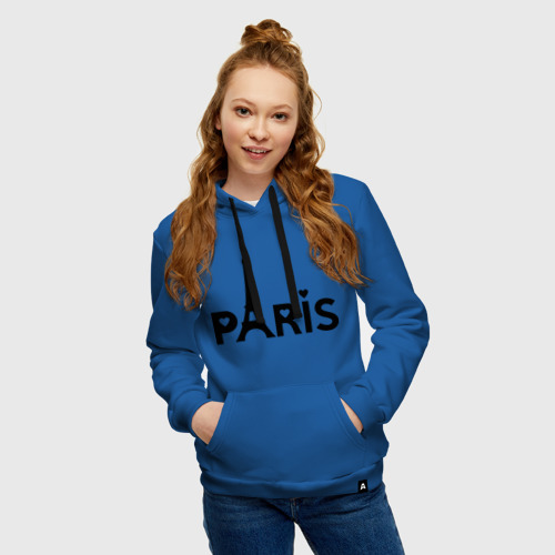 Женская толстовка хлопок Paris logo, цвет синий - фото 3