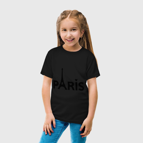 Детская футболка хлопок Paris logo, цвет черный - фото 5
