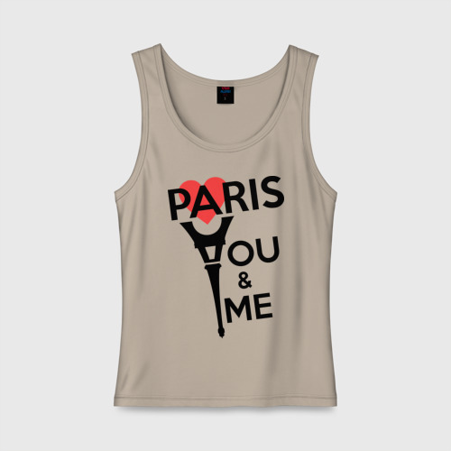 Женская майка хлопок Paris. You and me. Red heart, цвет миндальный