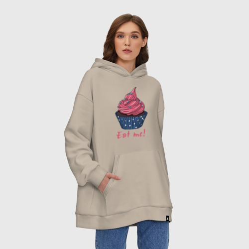 Худи SuperOversize хлопок Eat me!, цвет миндальный - фото 4