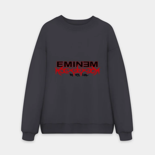 Мужской свитшот oversize без начеса хлопок Eminem узор