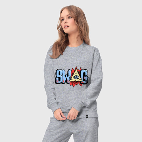 Женский костюм хлопок Глаз swag, цвет меланж - фото 5