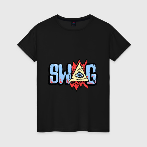 Женская футболка хлопок Глаз swag, цвет черный