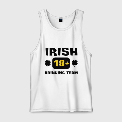 Мужская майка хлопок Irish drinking team, цвет белый