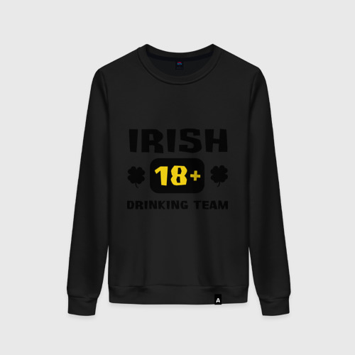 Женский свитшот хлопок Irish drinking team, цвет черный