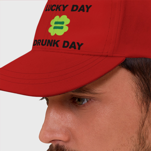 Бейсболка Lucky day = drunk day, цвет красный - фото 2