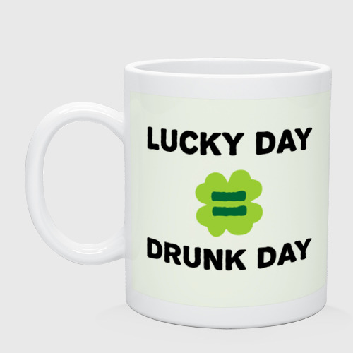 Кружка керамическая Lucky day = drunk day, цвет фосфор