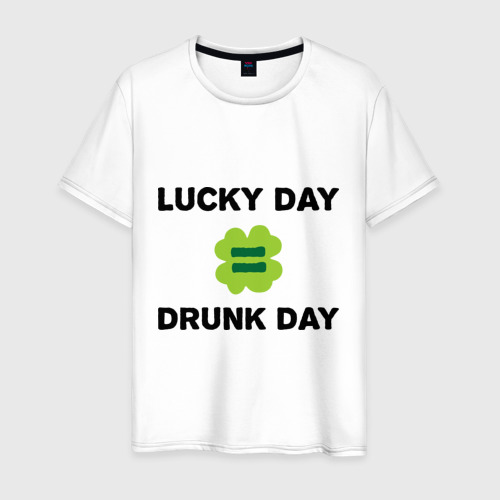 Мужская футболка хлопок Lucky day = drunk day