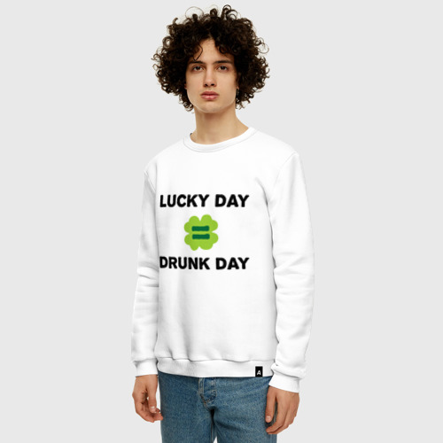 Мужской свитшот хлопок Lucky day = drunk day - фото 3