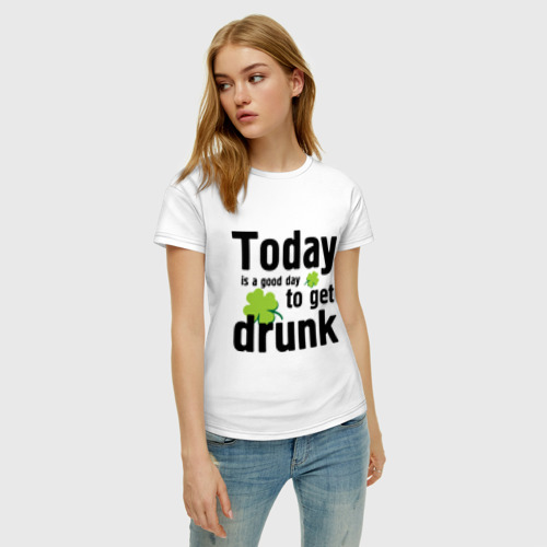 Женская футболка хлопок Today is a good day, цвет белый - фото 3