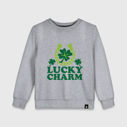 Детский свитшот хлопок Lucky charm - подкова, цвет меланж