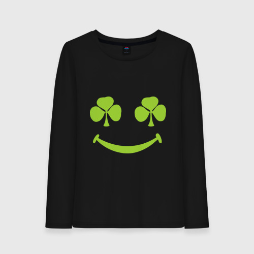 Женский лонгслив хлопок Smile green, цвет черный