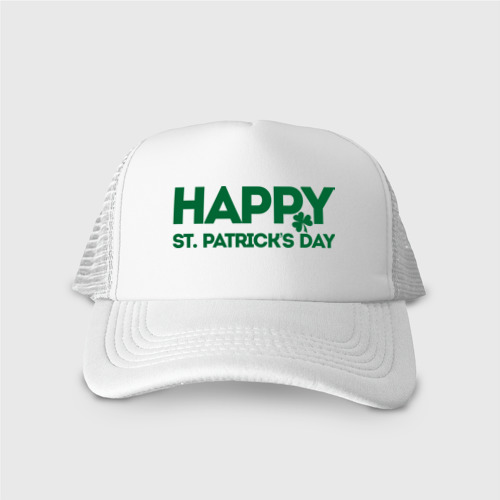 Кепка тракер с сеткой Happy st. Patriks day, цвет белый