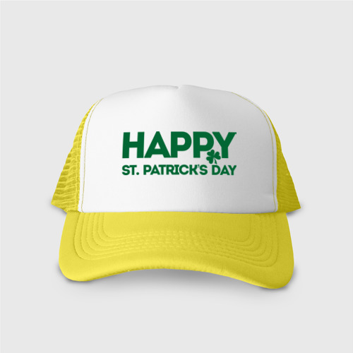 Кепка тракер с сеткой Happy st. Patriks day, цвет желтый