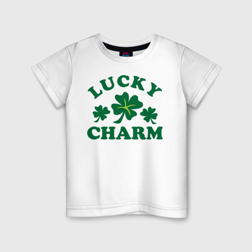 Детская футболка хлопок Lucky charm - клевер, цвет белый