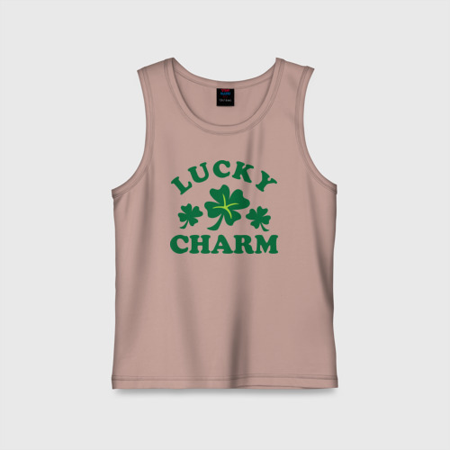 Детская майка хлопок Lucky charm - клевер, цвет пыльно-розовый