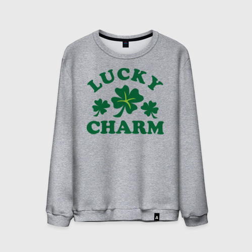 Мужской свитшот хлопок Lucky charm - клевер, цвет меланж