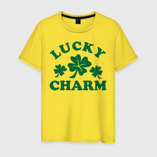 Мужская футболка хлопок Lucky charm - клевер, цвет желтый