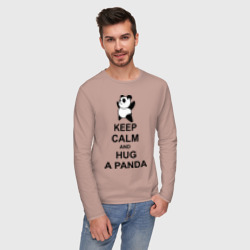 Мужской лонгслив хлопок Keep calm and hug a Panda - фото 2