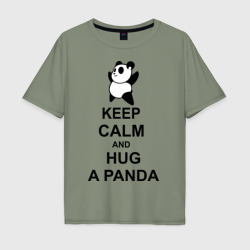 Мужская футболка хлопок Oversize Keep calm and hug a Panda