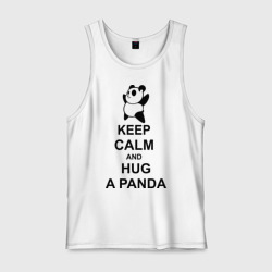 Мужская майка хлопок Keep calm and hug a Panda